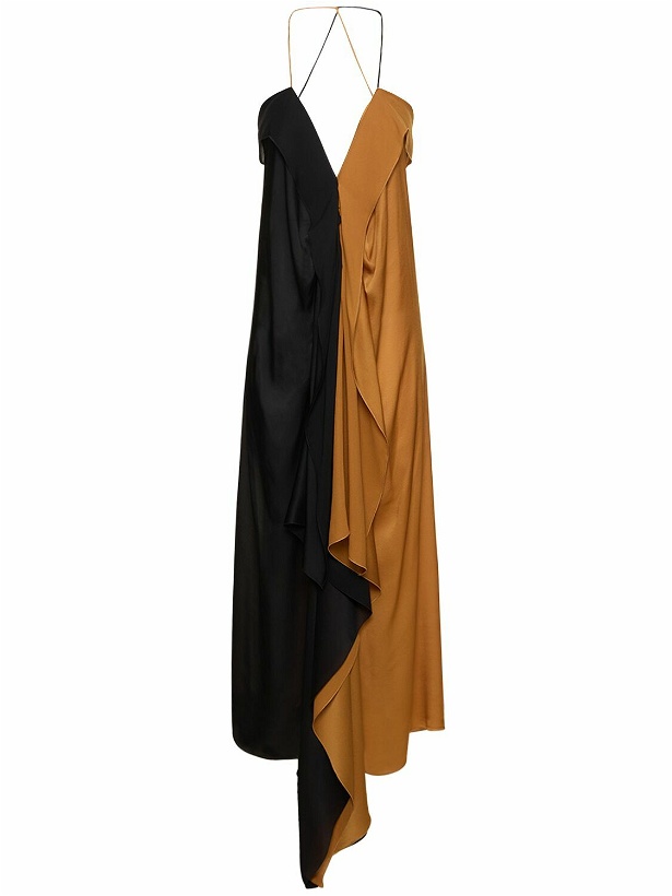 Photo: PETAR PETROV - Satin Draped Color Block Long Dress
