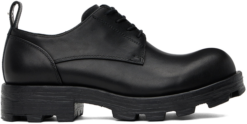 Fendi Monster-Eye Leather Silver-Bottom Lace-Up Derby Shoe, Black