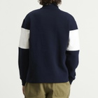 Armor-Lux Men's Stripe Half Zip Sweatshirt in Marine Deep/Milk