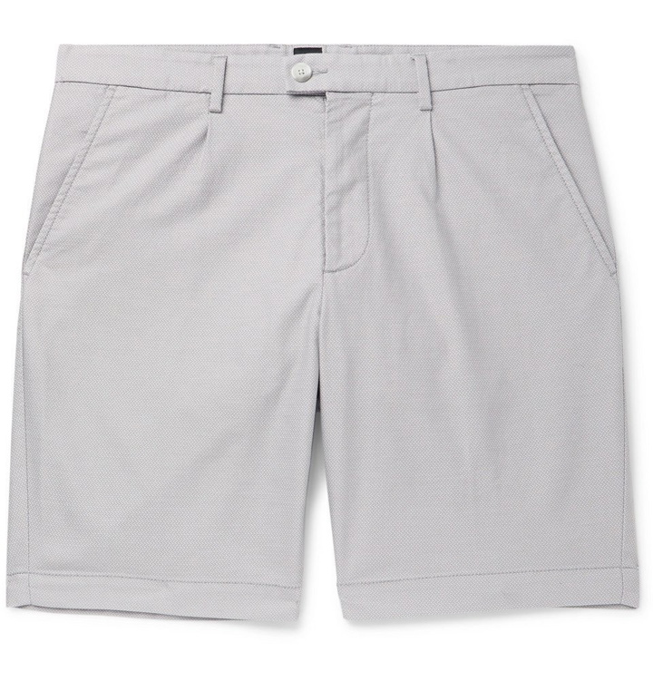 Photo: Hugo Boss - Slice Slim-Fit Cotton-Blend Jacquard Shorts - Light gray