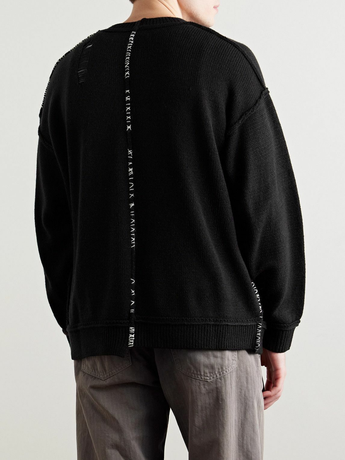 Neighborhood - Savage Logo-Appliquéd Distressed Knitted Sweater