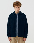 Officine Générale Barrett Ovs Fuzzy Felted Wool Blue - Mens - Overshirts