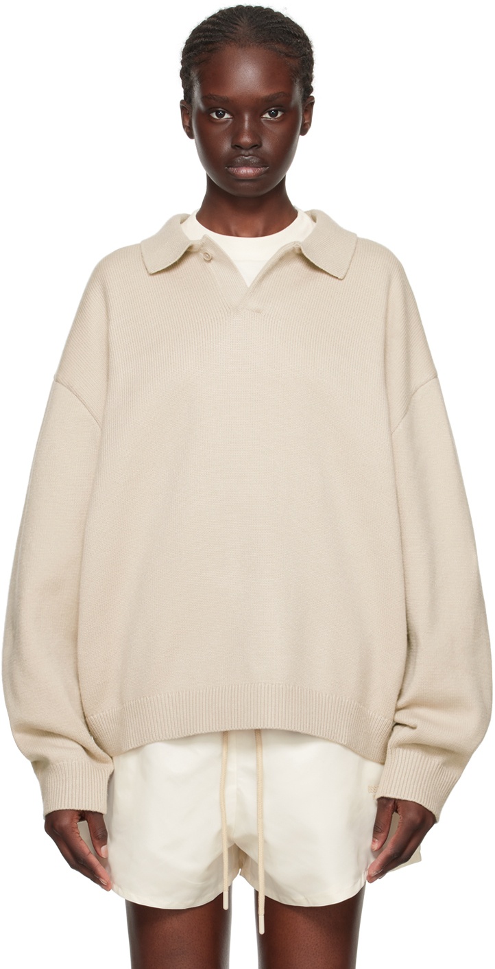Fear of God ESSENTIALS Taupe Spread Collar Polo Fear Of God Essentials