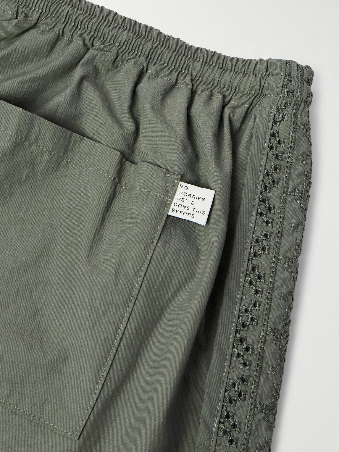 A Kind Of Guise - Bibile Straight-Leg Embroidered Recycled-Shell Shorts - Green