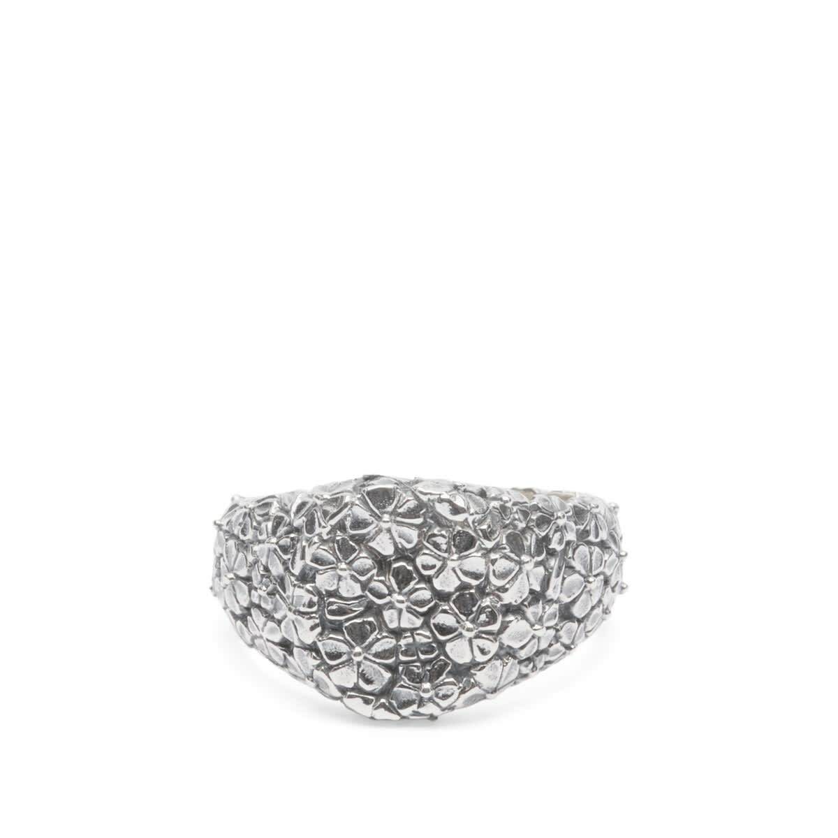 Maple Men's Floral Oval Signet Ring in Silver