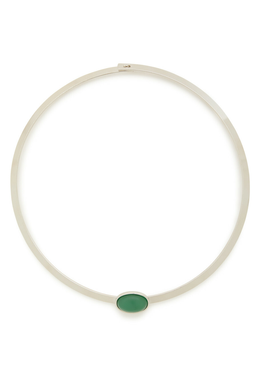 Jennifer Behr Elaine Rhodium-plated Collar Necklace - Dark Green - One Size