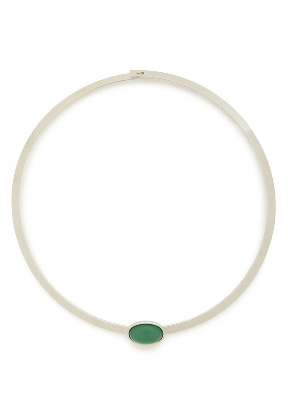 Photo: Jennifer Behr Elaine Rhodium-plated Collar Necklace - Dark Green - One Size
