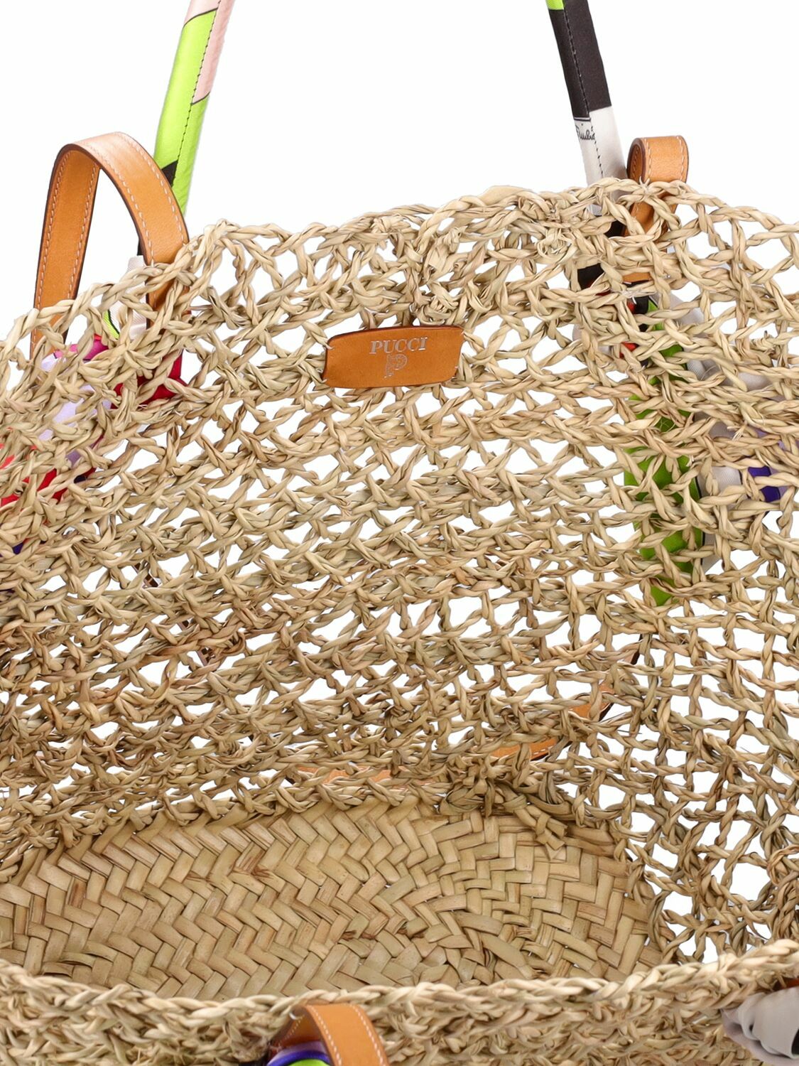 PUCCI Basket Straw & Twill Shoulder Bag