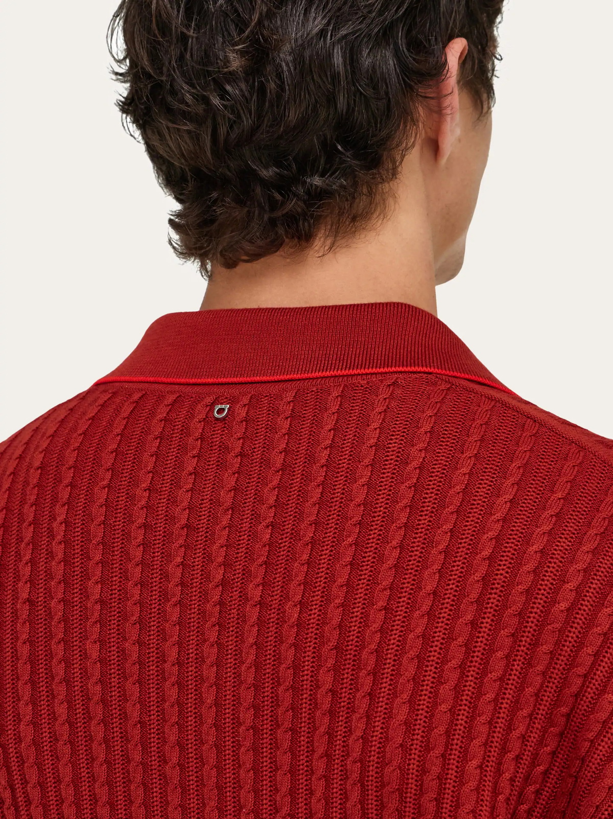 Ferragamo Mens Knitted polo top in Red