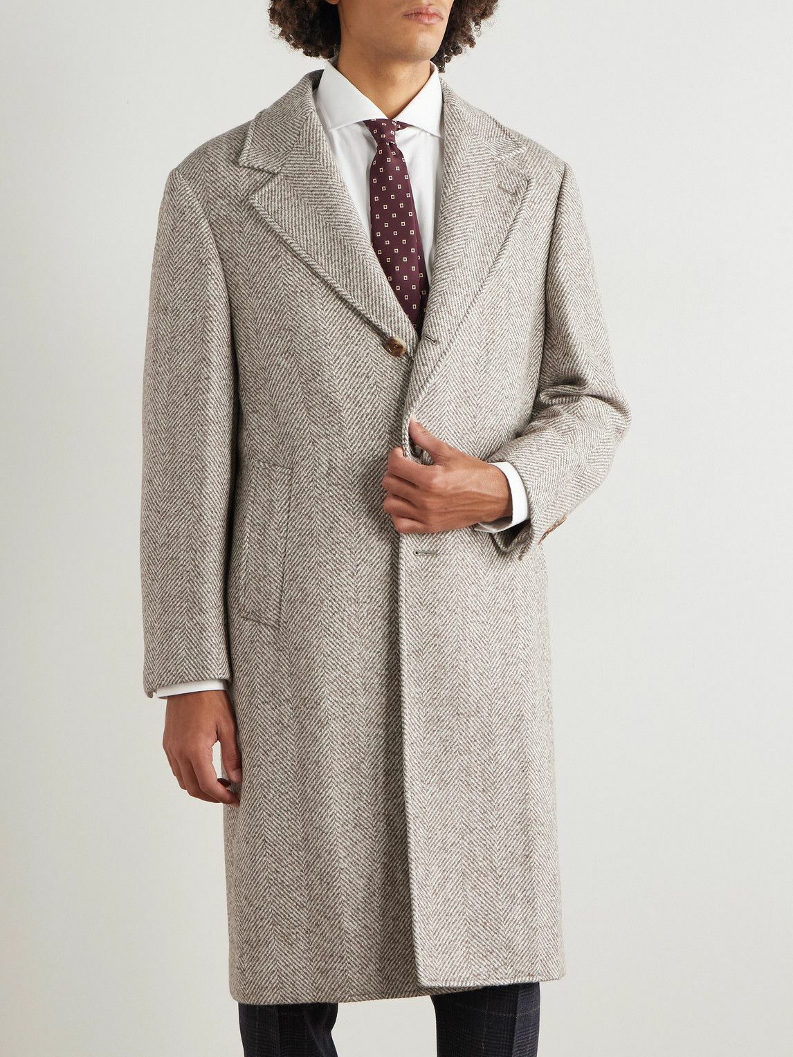 Brunello Cucinelli - Heringbone Woven Coat - Neutrals