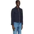 AMI Alexandre Mattiussi Navy Gabardine Zipped Jacket