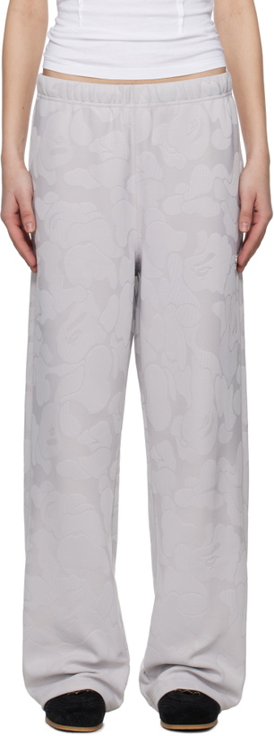 Photo: BAPE Gray Solid Camo Jacquard One Point Wide Lounge Pants
