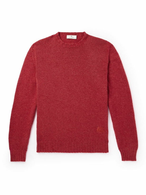Photo: Etro - Logo-Embroidered Cashmere Sweater - Red
