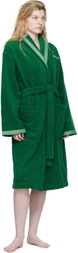 Versace Green Cotton-Terry Jacquard Bathrobe