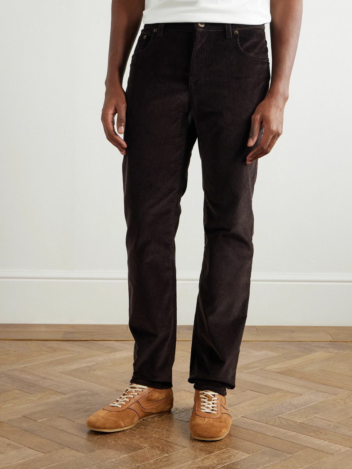 Burberry - Fred Straight-Leg Cotton-Corduroy Trousers - Brown