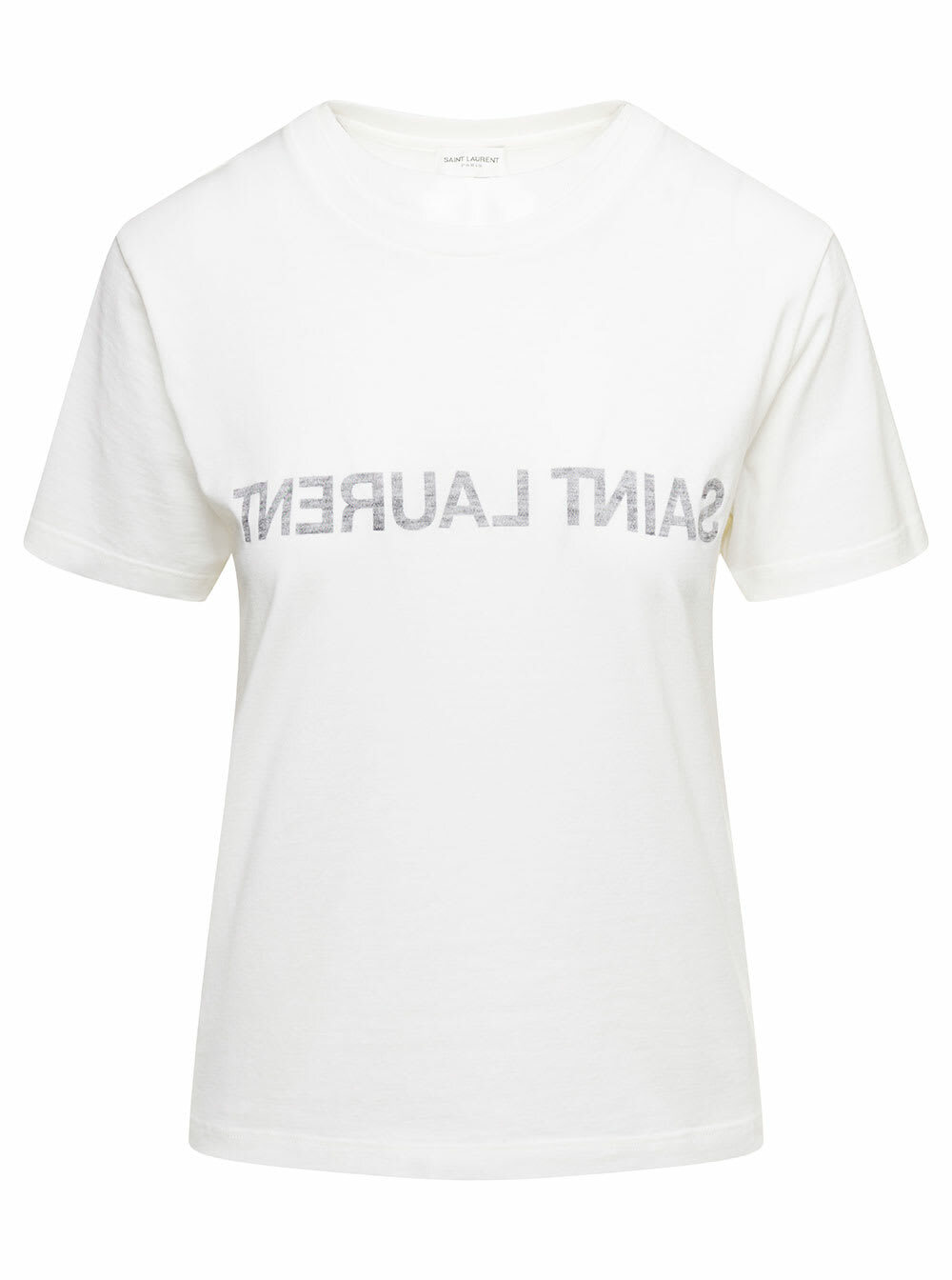Saint Laurent White Signature Logo T-Shirt Saint Laurent