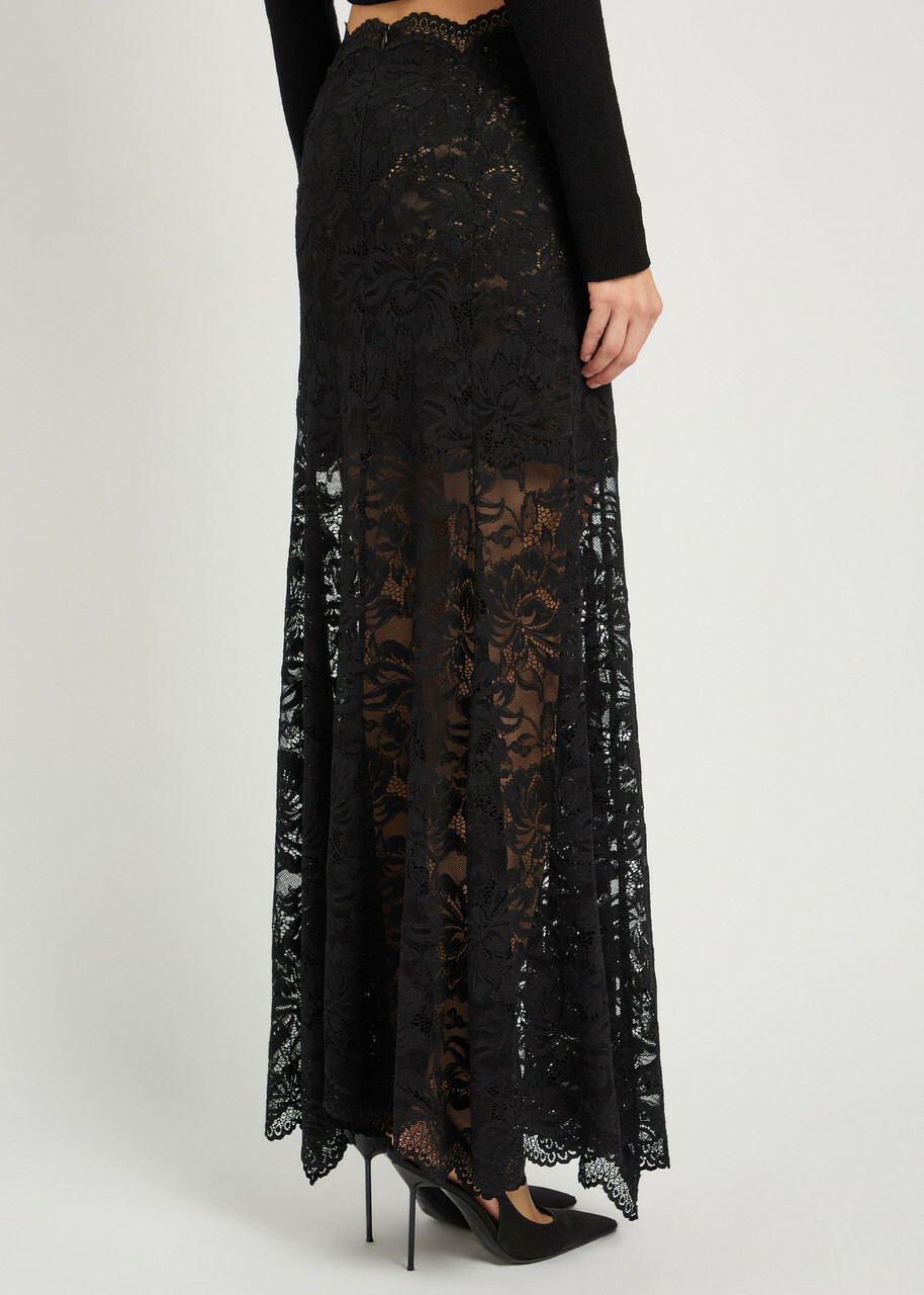 Rabanne Stretch-lace Maxi Skirt Black