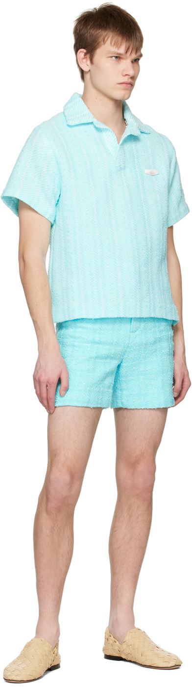 young n sang Blue Sequinned Shorts