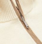 Loro Piana - Suede-Trimmed Cashmere Half-Zip Sweater - Neutrals