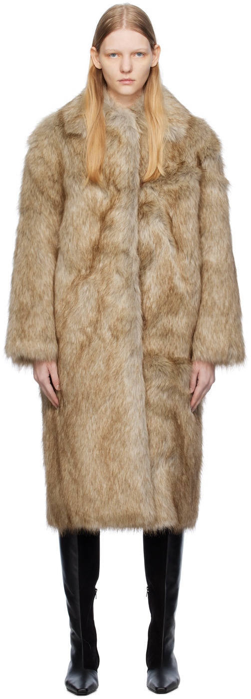 TOTEME Beige Vented Faux-Fur Coat Toteme
