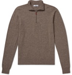 Inis Meáin - Mélange Wool and Linen-Blend Half-Zip Sweater - Neutrals