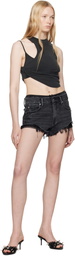Alexander Wang Gray Pre-Styled Silk Boxer Denim Shorts