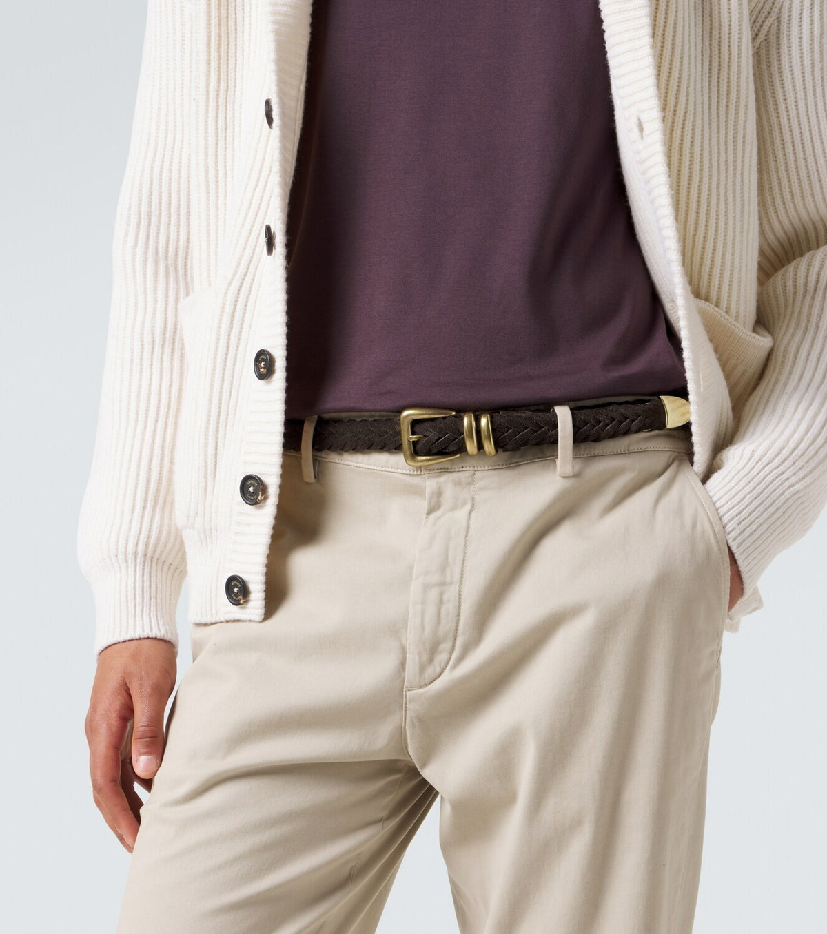Eleventy Braided suede belt