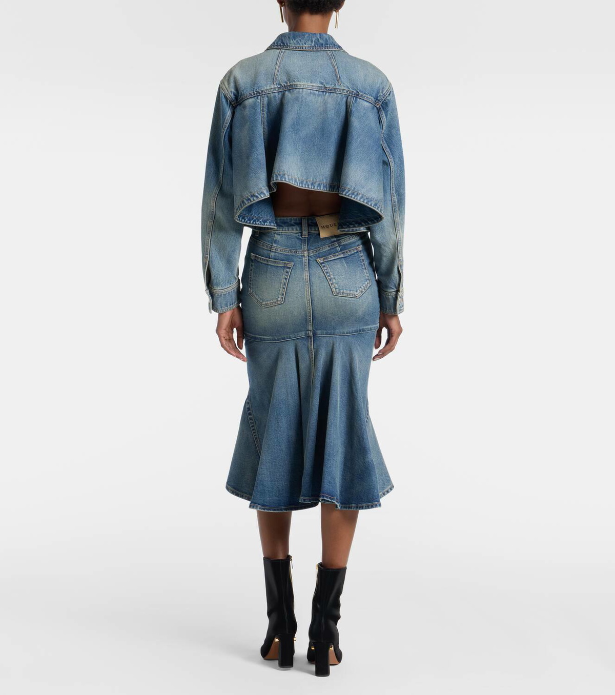 McQueen Denim midi skirt