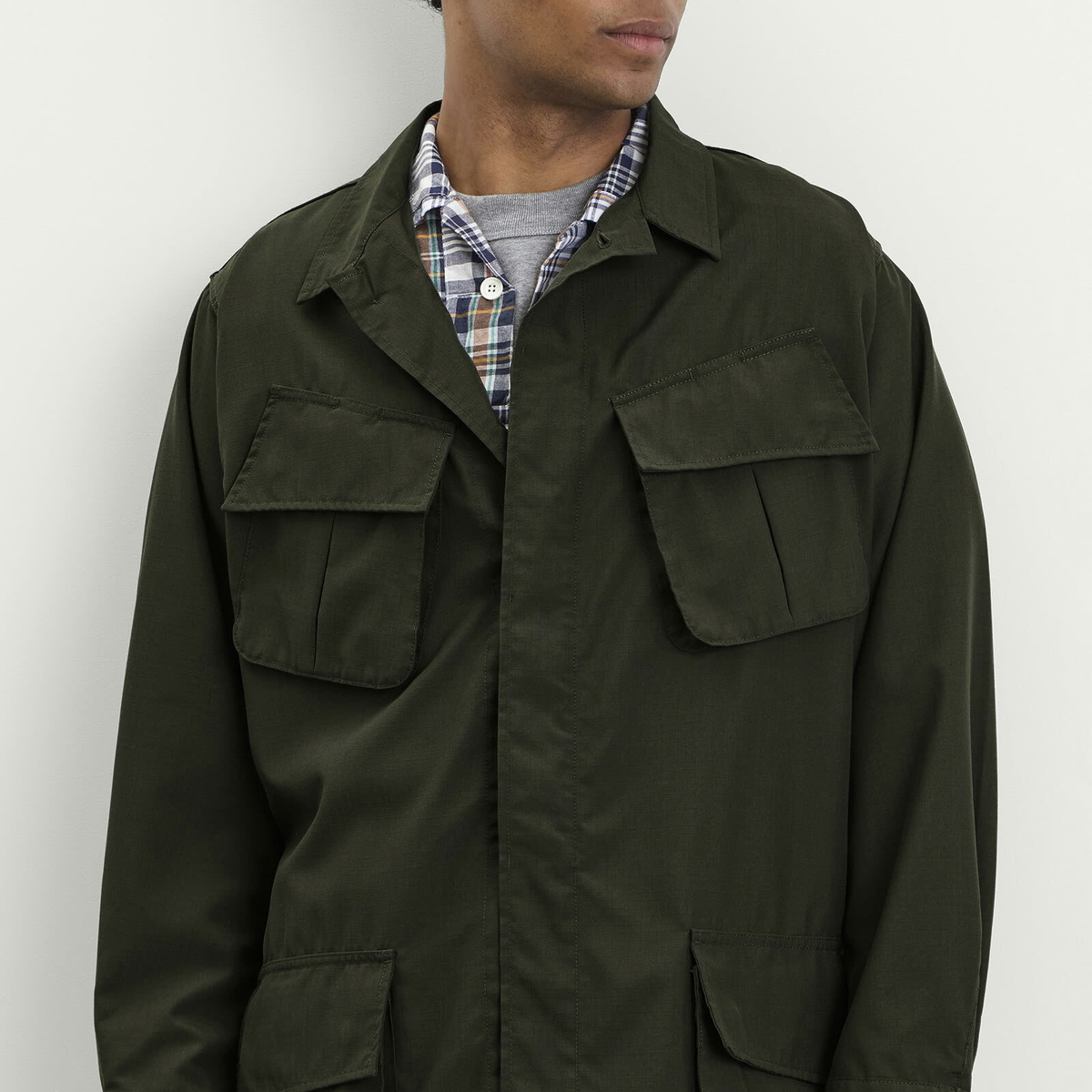 Beams Plus Men's Ripstop Fatique Jacket in Olive
