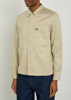 Fred Perry Logo-embroidered Cotton Overshirt Ecru