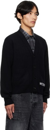 We11done Black Pocket Logo Knit Cardigan