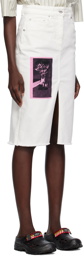 Lanvin White Patch Denim Midi Skirt