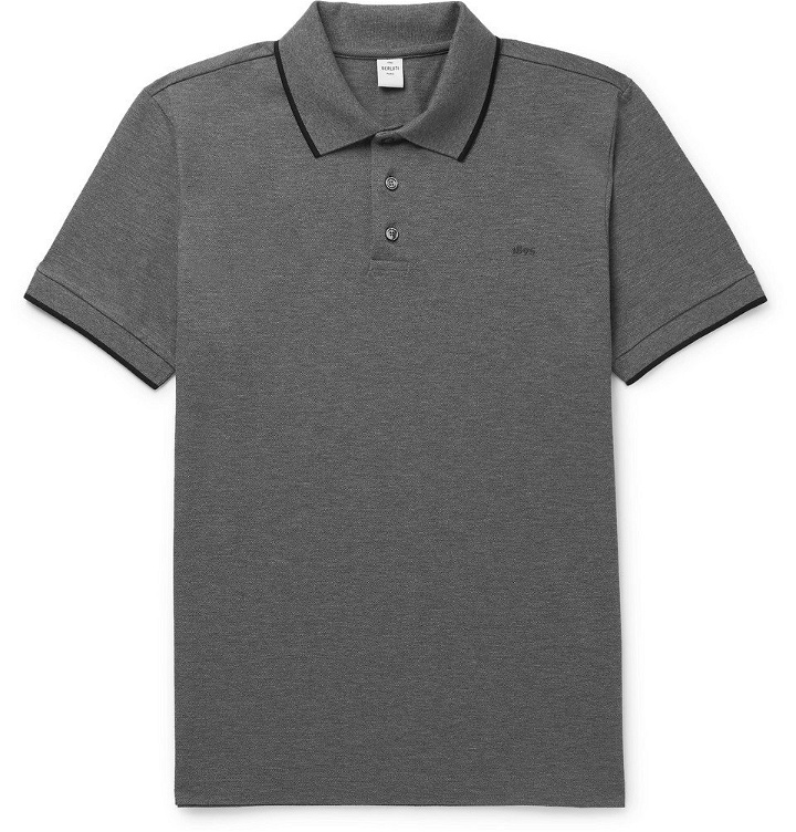 Photo: Berluti - Slim-Fit Contrast-Tipped Cotton-Piqué Polo Shirt - Light gray