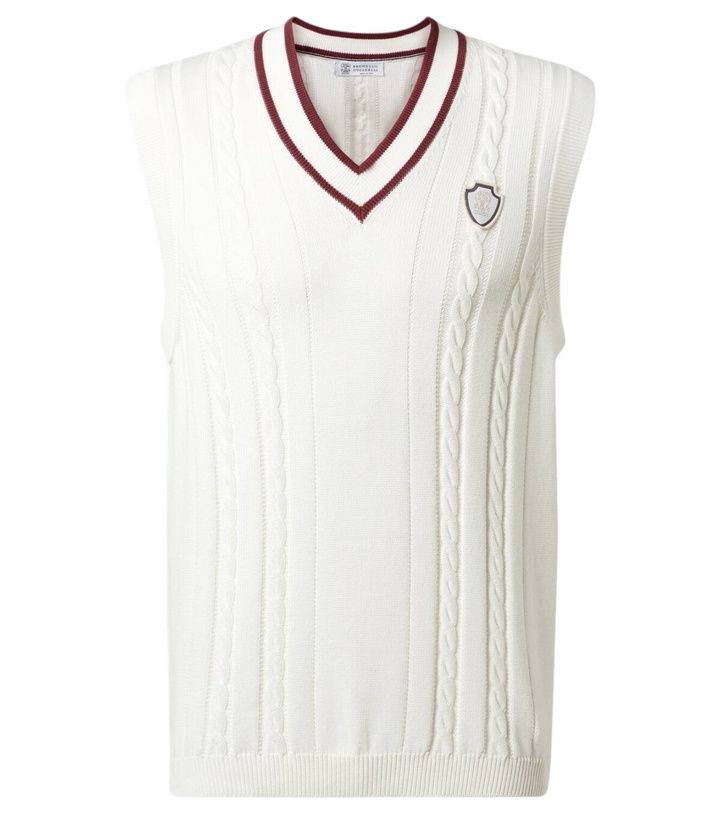 Photo: Brunello Cucinelli Cable-knit cotton sweater vest