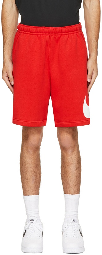 Photo: Nike Red & White Fleece Sportswear Club Shorts