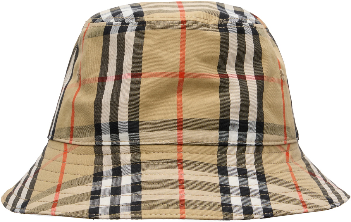 Burberry Kids Beige Check Cotton Bucket Hat
