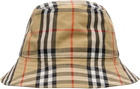 Burberry Kids Beige Check Cotton Bucket Hat