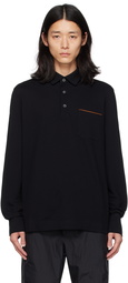 ZEGNA Black Spread Collar Polo