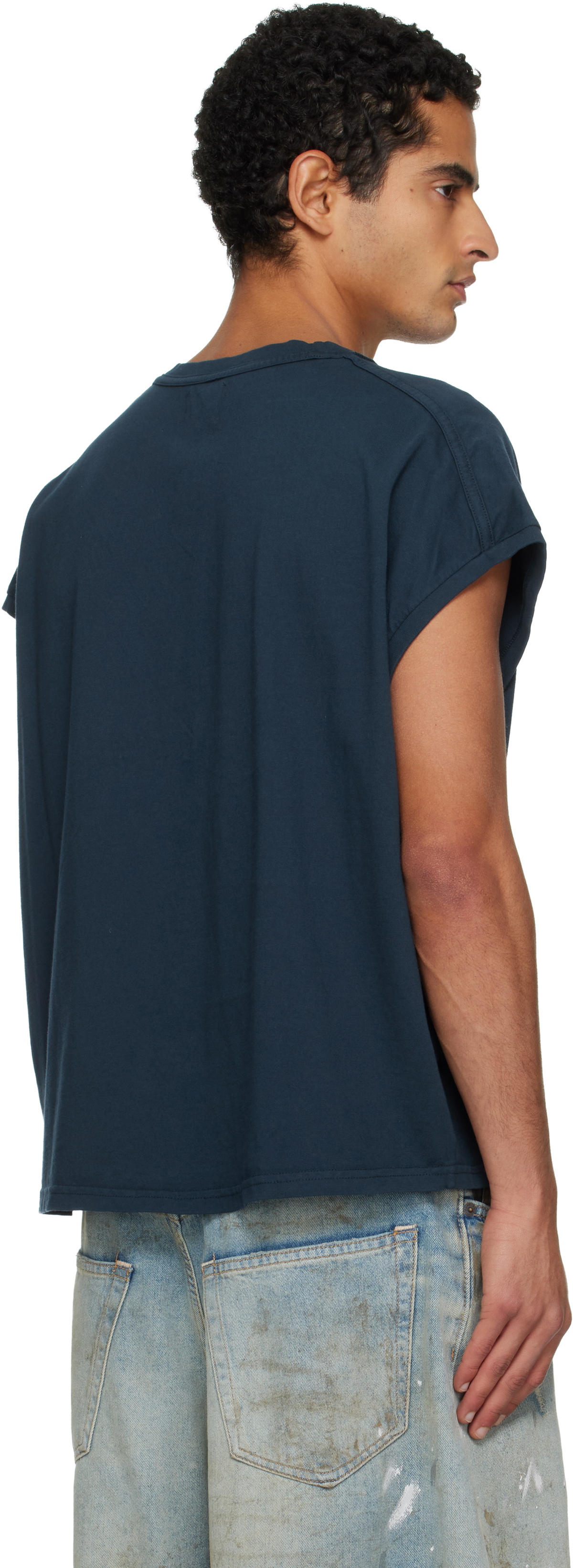 Rhude Navy Classique Cutoff Sleeve T-shirt