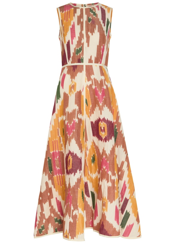 Photo: Emporio Sirenuse Clodette Printed Cotton and Linen-blend Midi Dress Pink