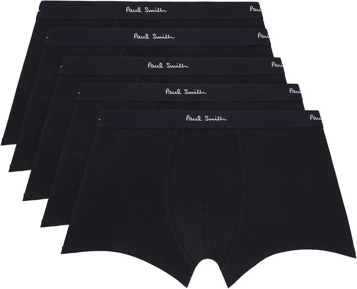 Photo: Paul Smith Five-Pack Black Organic Cotton Boxer Briefs