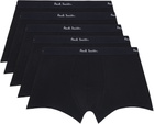 Paul Smith Five-Pack Black Organic Cotton Boxer Briefs