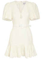 Rebecca Vallance Kahlia Appliquéd Linen-blend Mini Dress Ivory