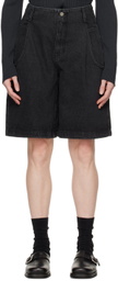 AMOMENTO Black Pocket Denim Shorts