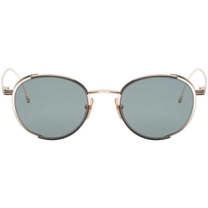 Photo: Thom Browne Gold and Green Circular Sunglasses