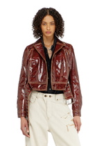 Diesel Patent-leather jacket with large belt - Leather jackets Womens in Red