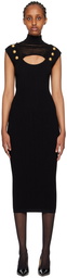 Balmain Black Cutout Midi Dress