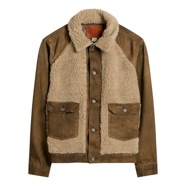 Photo: RRL Men's Type 2 Grizzly Trucker Jacket in Distressed Brown