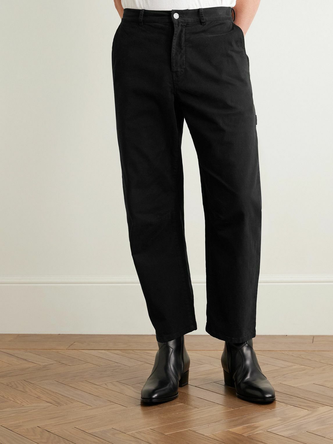 Nili Lotan - Carpenter Straight-Leg Cropped Cotton-Blend Twill Trousers - Black