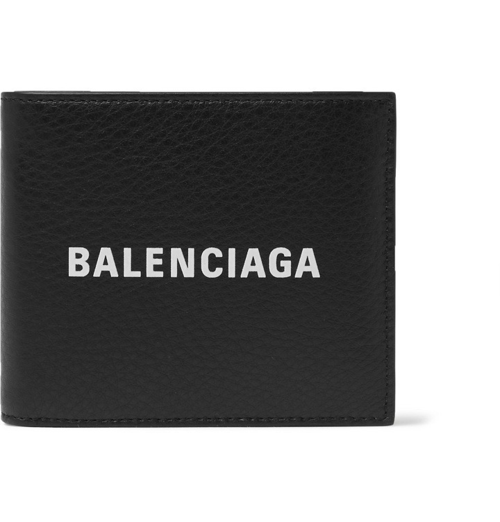 Photo: Balenciaga - Logo-Print Textured-Leather Billfold Wallet - Men - Black